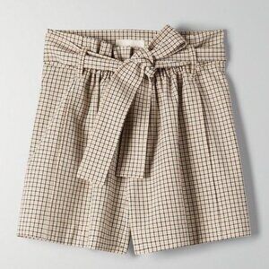Aritzia Wilfred Plaid Paperbag Shorts